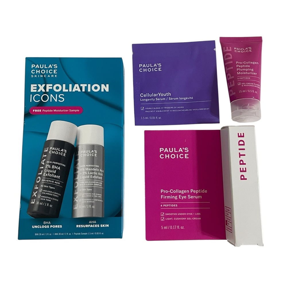 New PAULAS CHOICE Liquid Exfoliant and serum samples
